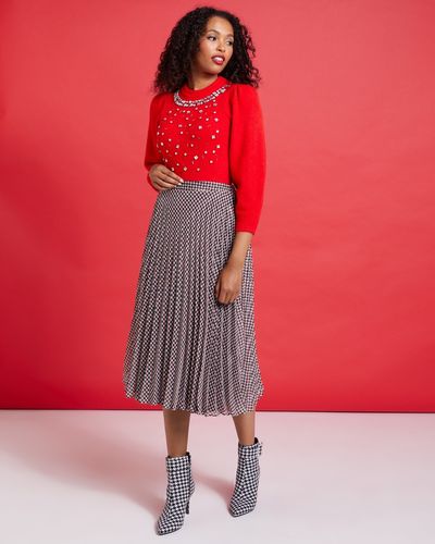 Savida Victoria Pleat Houndstooth Skirt